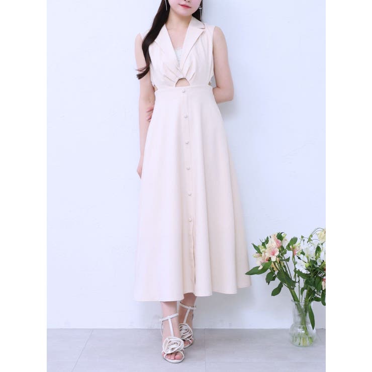 アイボリー | テーラードカラーカットアウトワンピース | EATME