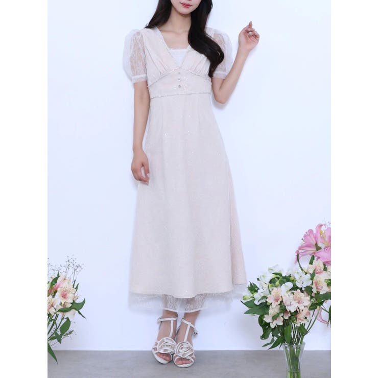 アイボリー | Vネックレースワンピース | EATME