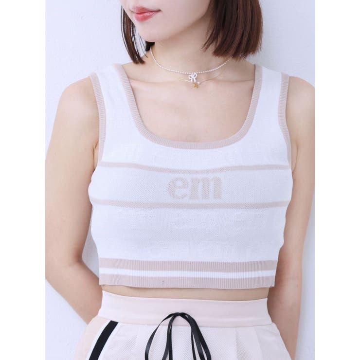 オフホワイト | EMロゴジャガードニットTOP | EATME