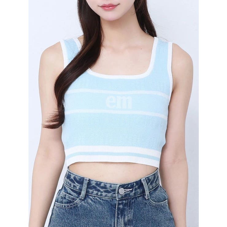 ブルー | EMロゴジャガードニットTOP | EATME
