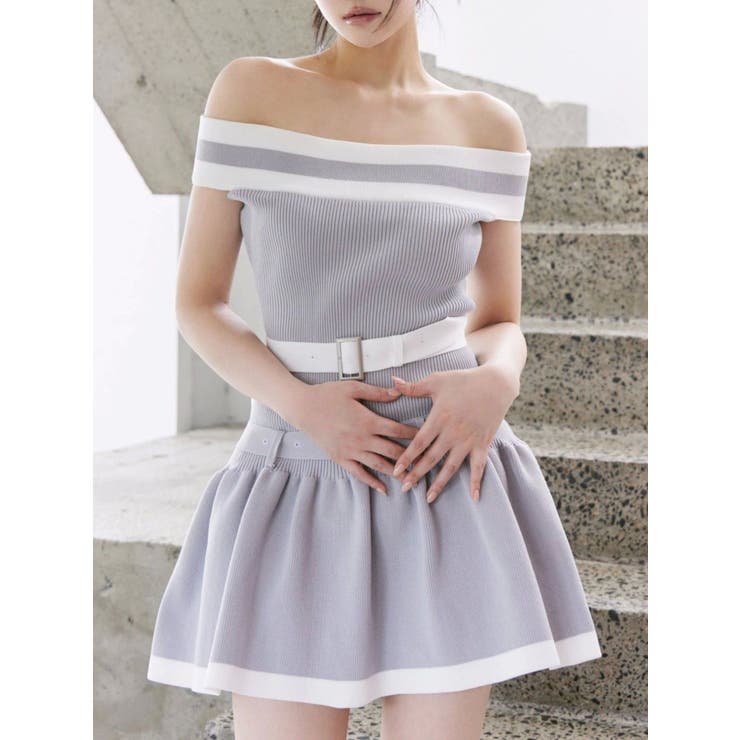 ダブルベルトオフショルニットワンピース | EATME | 詳細画像1 