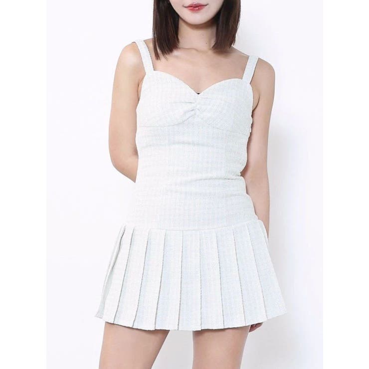 オフホワイト | ヘムプリーツツイードワンピース | EATME