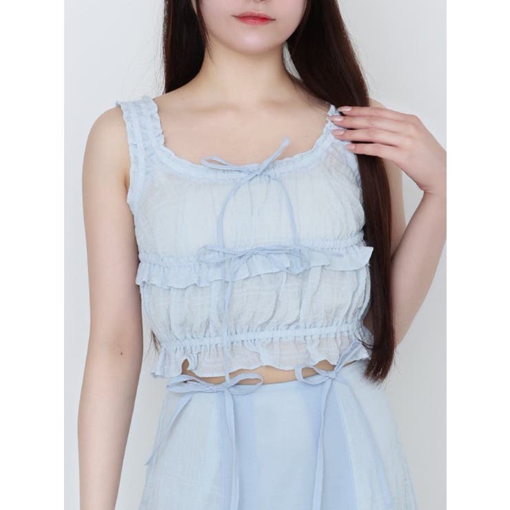 ブルー | 【SETUP】ギャザーノースリーブTOP | EATME