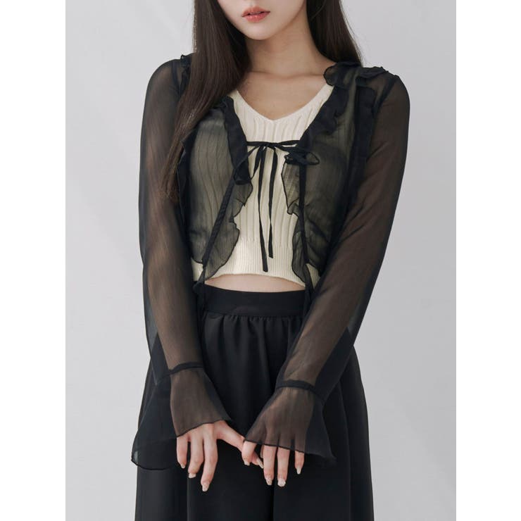 ブラック | ラッフルカーディガン | EATME