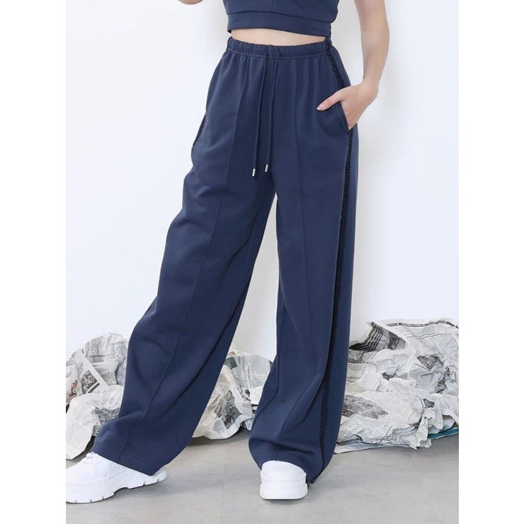 ネイビー | 【SETUP着用可】サイドレーススウェットパンツ | EATME