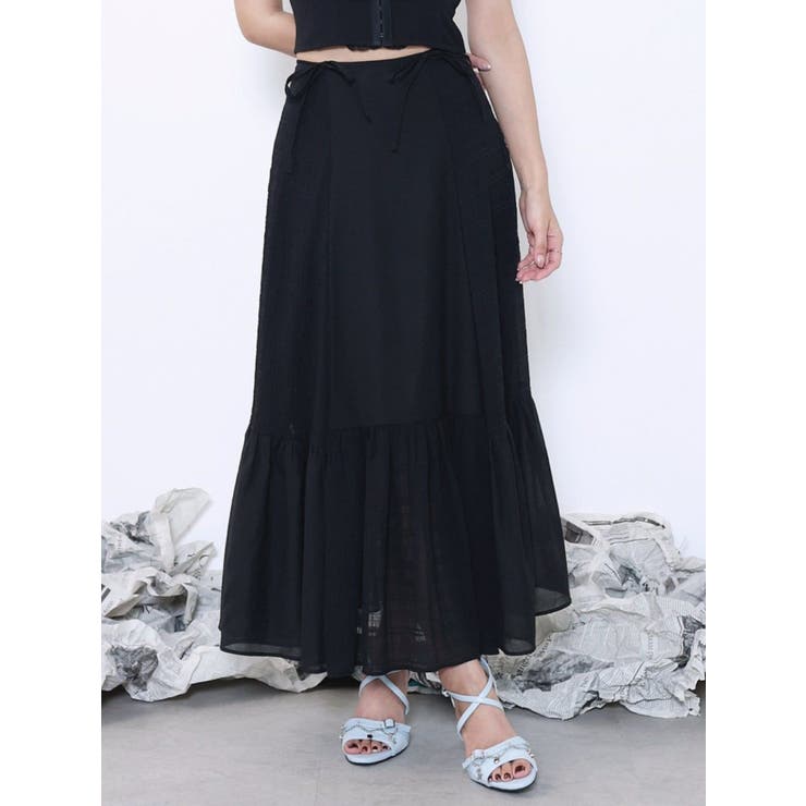ブラック | 【SETUP】ギャザーロングスカート | EATME