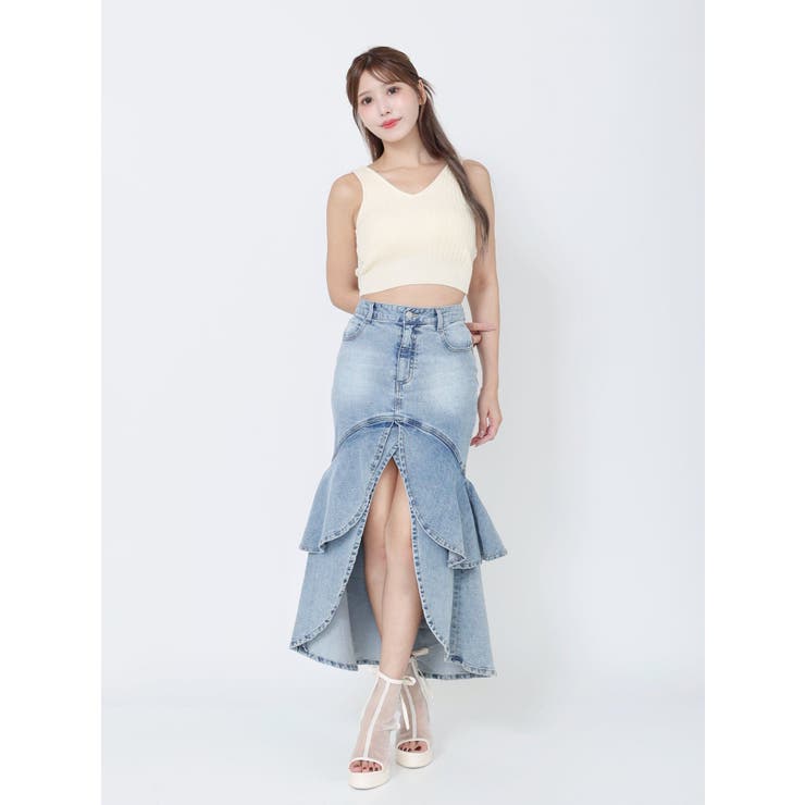 フレアマーメイドデニムスカート | EATME | 詳細画像2 