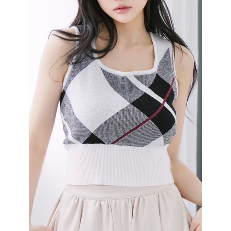 チェックニットTOP | EATME | 詳細画像1 