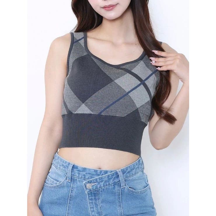 グレー | チェックニットTOP | EATME