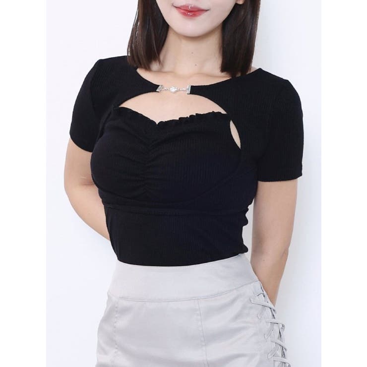 ブラック | ホルターネックレイヤードリブTOP | EATME