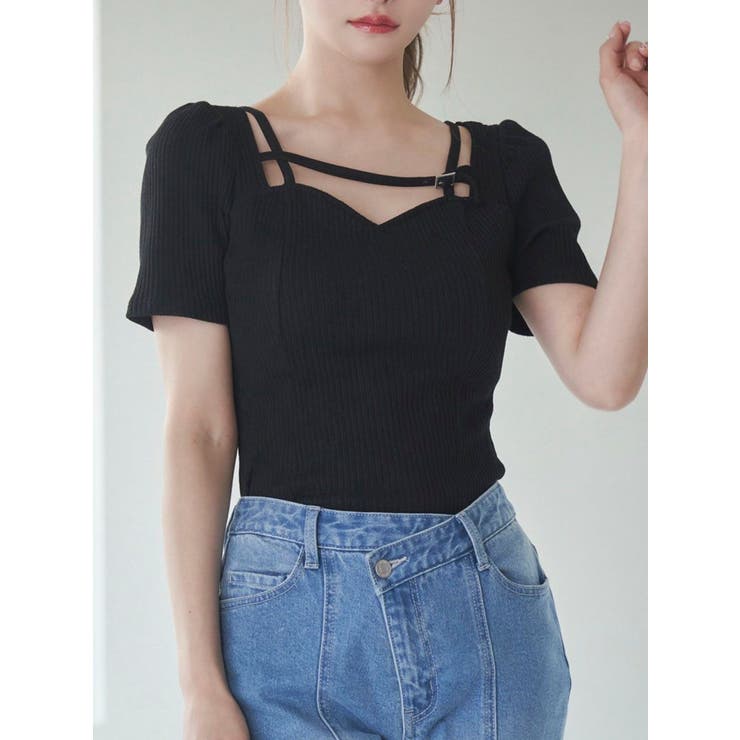 ブラック | ベルテッド パフリブTOP | EATME