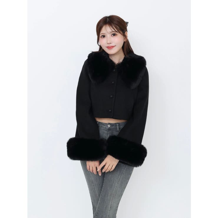 フェイクファーカラージャケット[品番：MKSW0067052]｜EATME