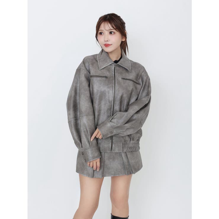 【SETUP】ヴィンテージライクフェイクレザーブルゾン | EATME | 詳細画像12 