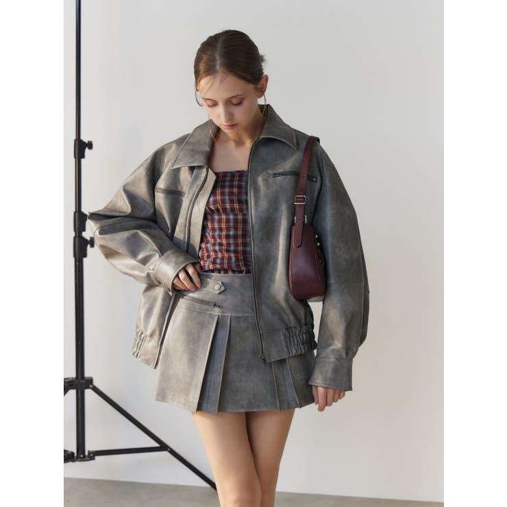 【SETUP】ヴィンテージライクフェイクレザーブルゾン | EATME | 詳細画像19 