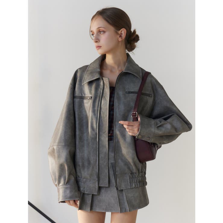 【SETUP】ヴィンテージライクフェイクレザーブルゾン | EATME | 詳細画像20 