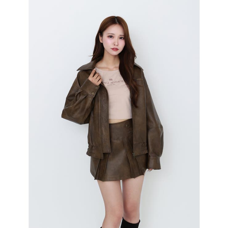 【SETUP】ヴィンテージライクフェイクレザーブルゾン | EATME | 詳細画像27 