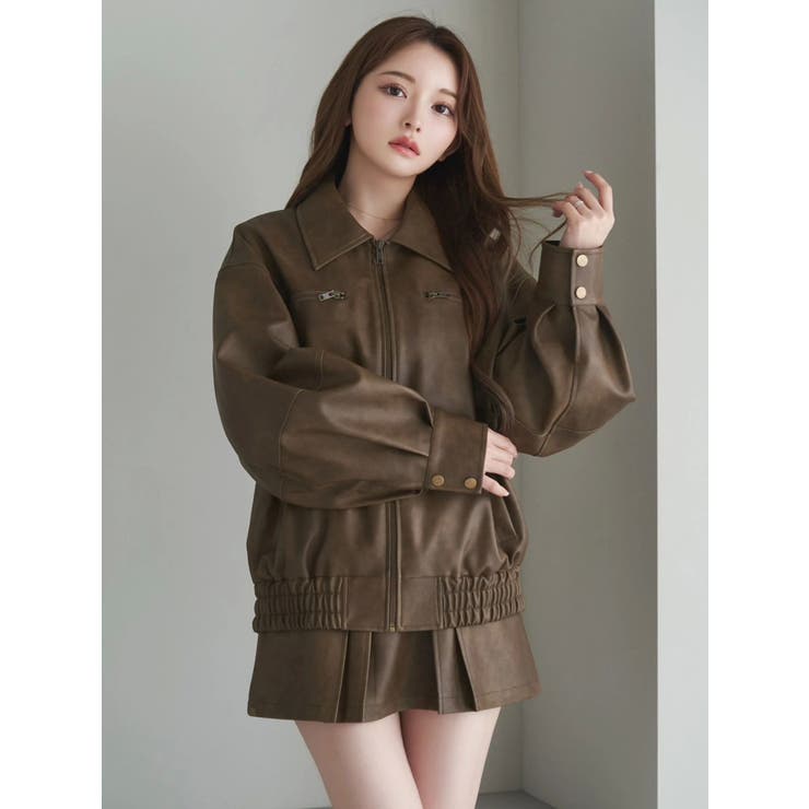 【SETUP】ヴィンテージライクフェイクレザーブルゾン | EATME | 詳細画像38 