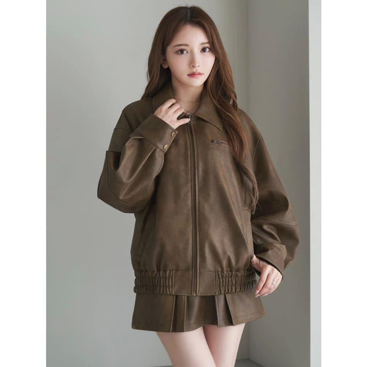 【SETUP】ヴィンテージライクフェイクレザーブルゾン | EATME | 詳細画像39 