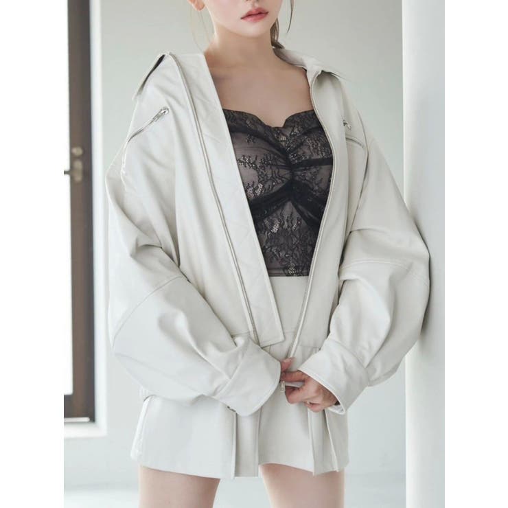 アイボリー | 【SETUP】ヴィンテージライクフェイクレザーブルゾン | EATME