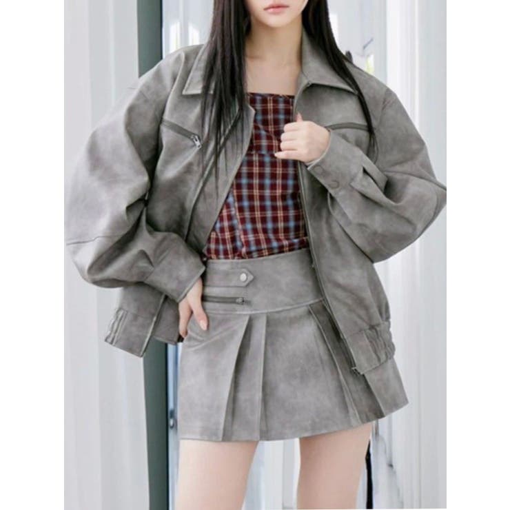 グレー | 【SETUP】ヴィンテージライクフェイクレザーブルゾン | EATME