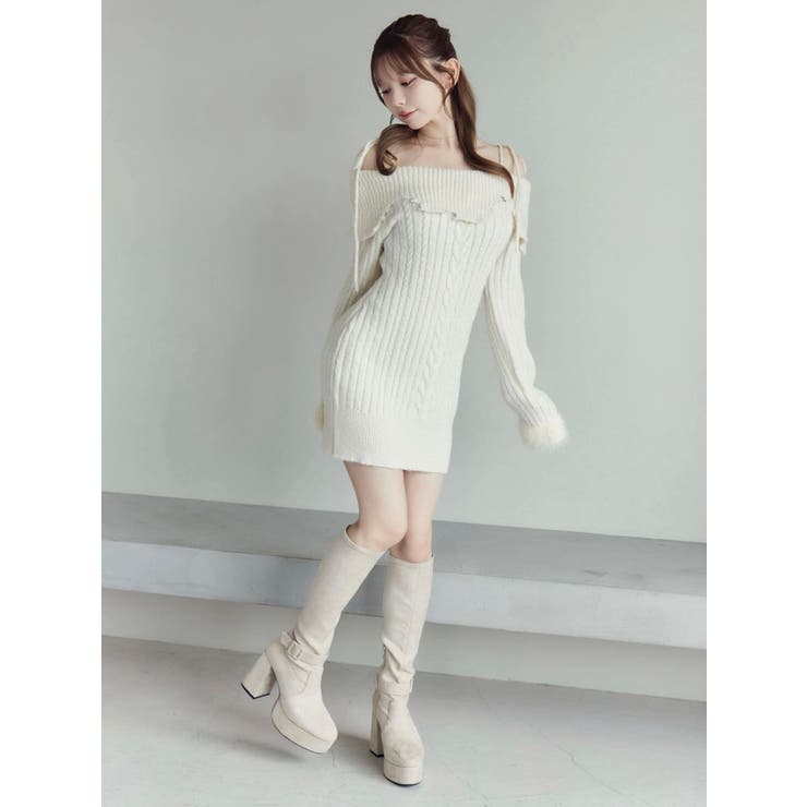 ヘムシャギーオフショルニットワンピース | EATME | 詳細画像24 