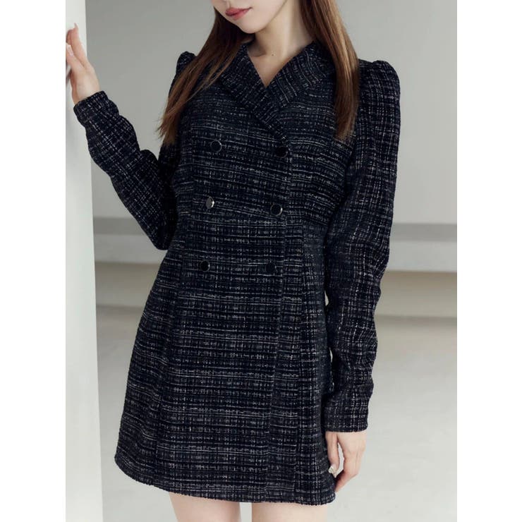 ブラック | テーラードカラーミニワンピース | EATME