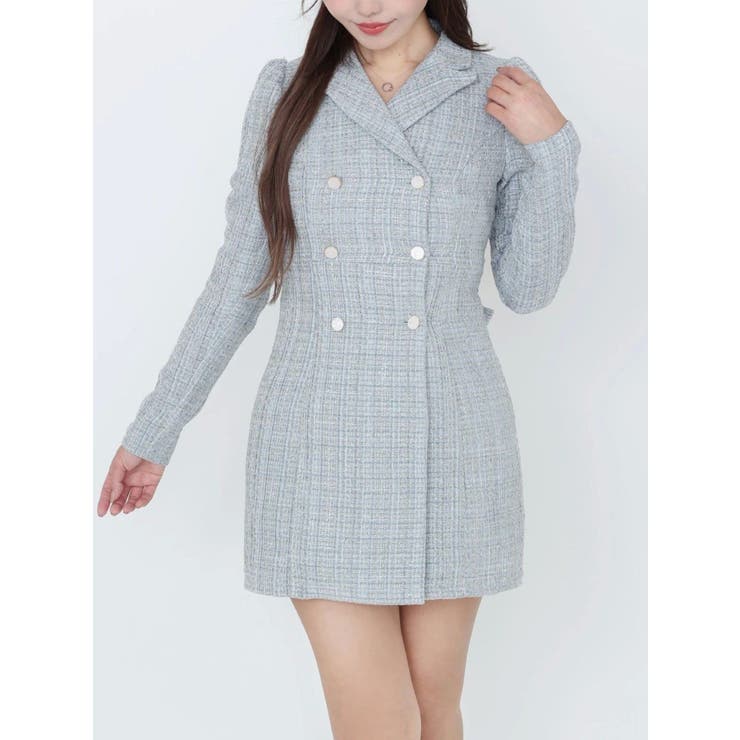 ブルー | テーラードカラーミニワンピース | EATME