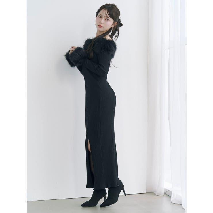 フェイクファーオフショルロングワンピース | EATME | 詳細画像3 