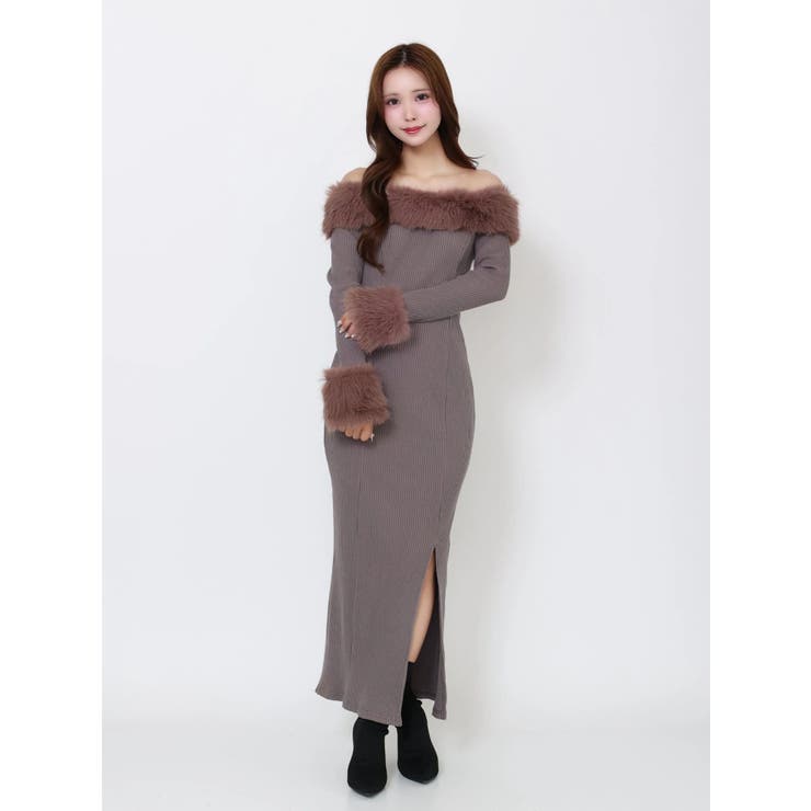 フェイクファーオフショルロングワンピース | EATME | 詳細画像33 