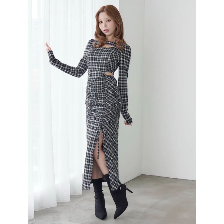 デコルテチェックワンピース | EATME | 詳細画像2 