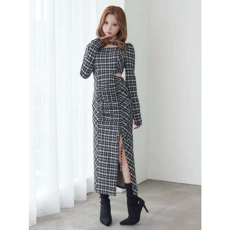 デコルテチェックワンピース | EATME | 詳細画像3 