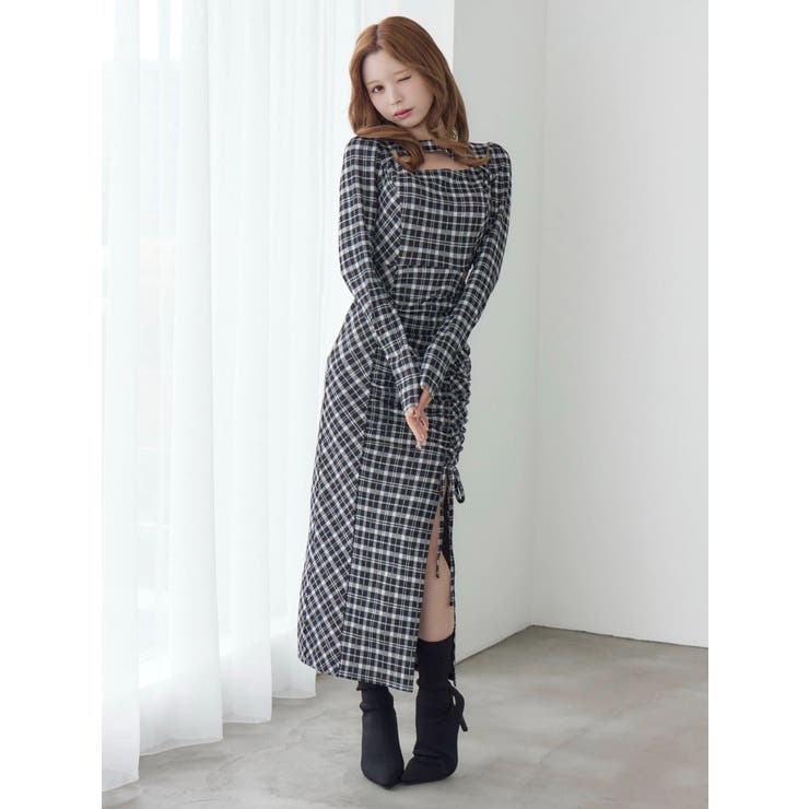 デコルテチェックワンピース | EATME | 詳細画像5 