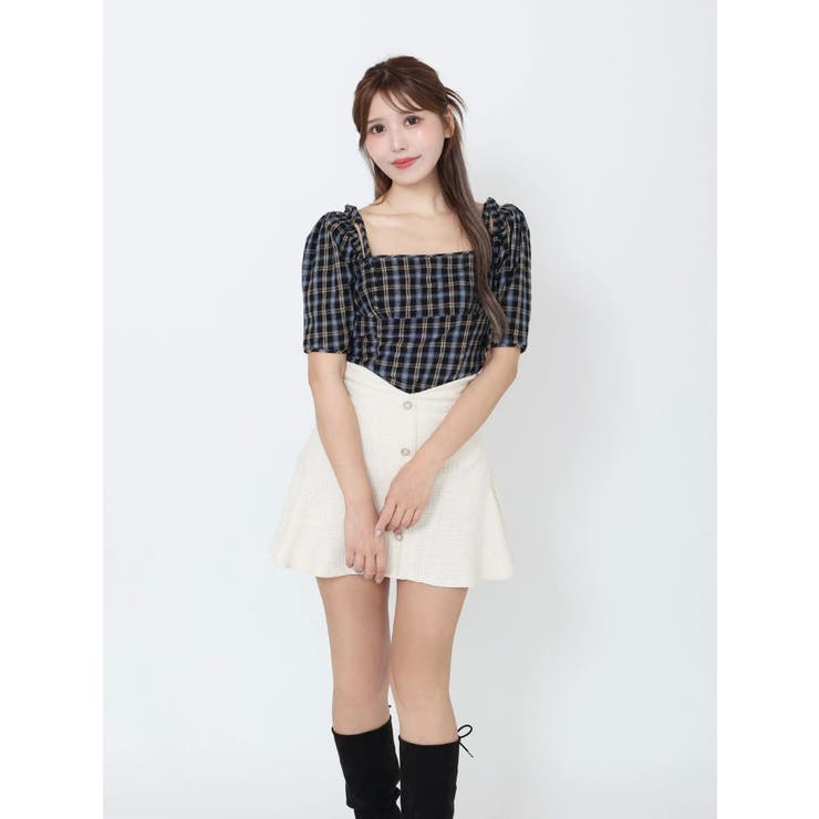 リボンショルダーチェックブラウス | EATME | 詳細画像10 