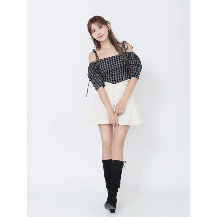 リボンショルダーチェックブラウス | EATME | 詳細画像11 
