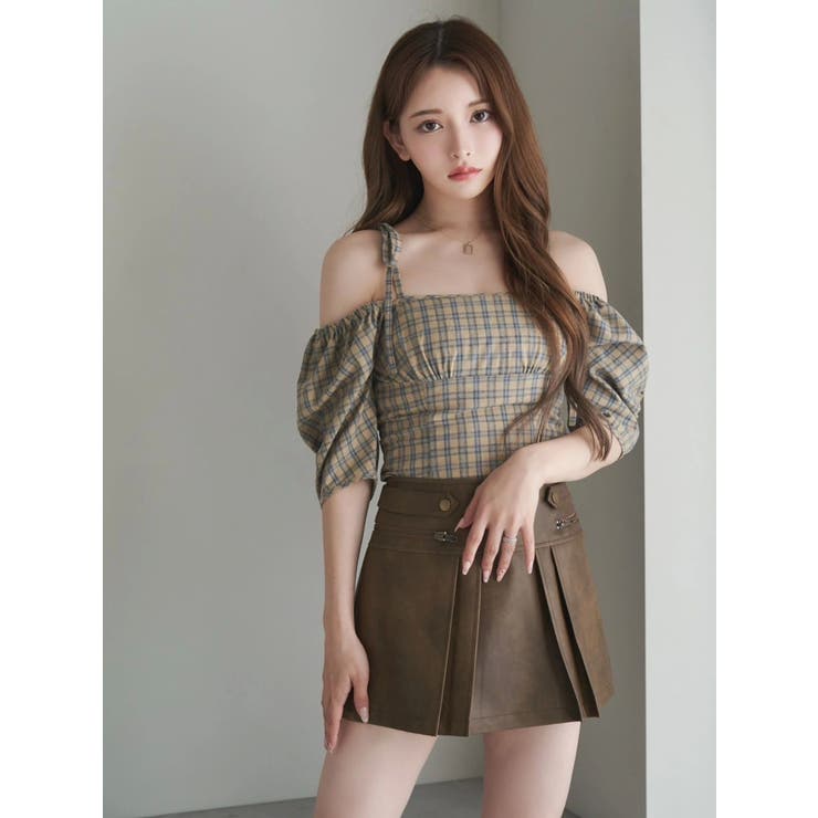 リボンショルダーチェックブラウス | EATME | 詳細画像12 