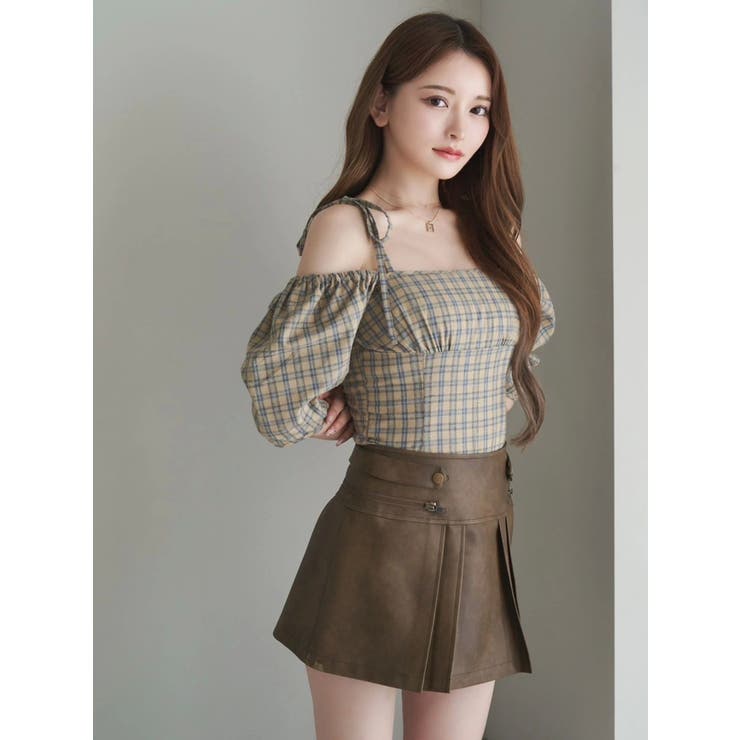 リボンショルダーチェックブラウス | EATME | 詳細画像13 