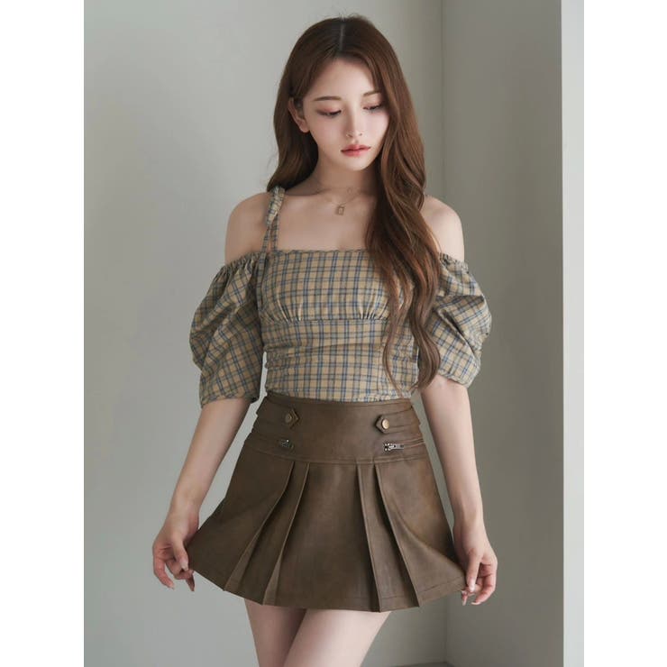 リボンショルダーチェックブラウス | EATME | 詳細画像14 