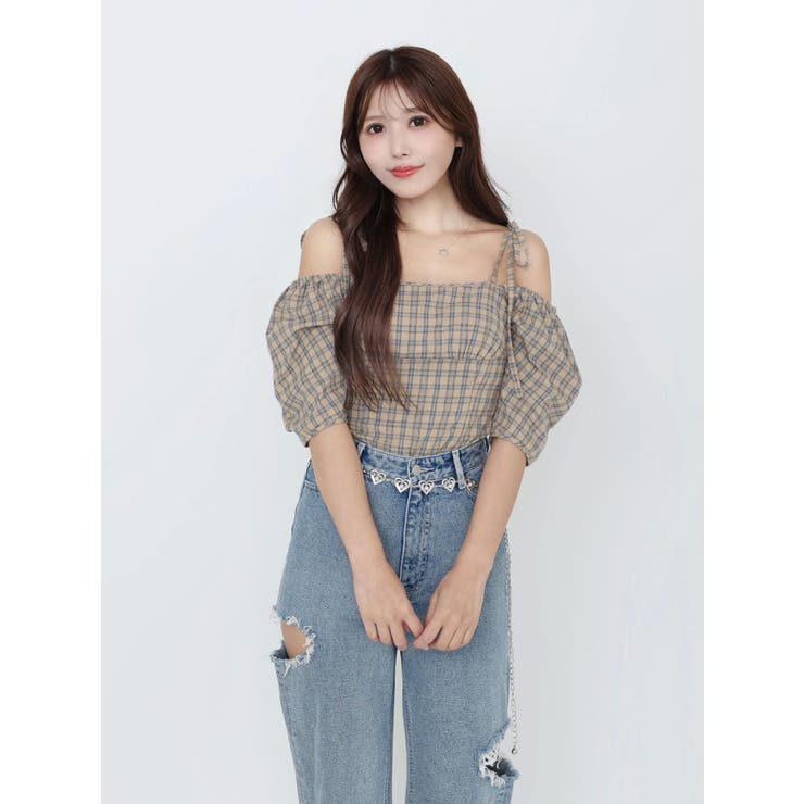 リボンショルダーチェックブラウス | EATME | 詳細画像16 