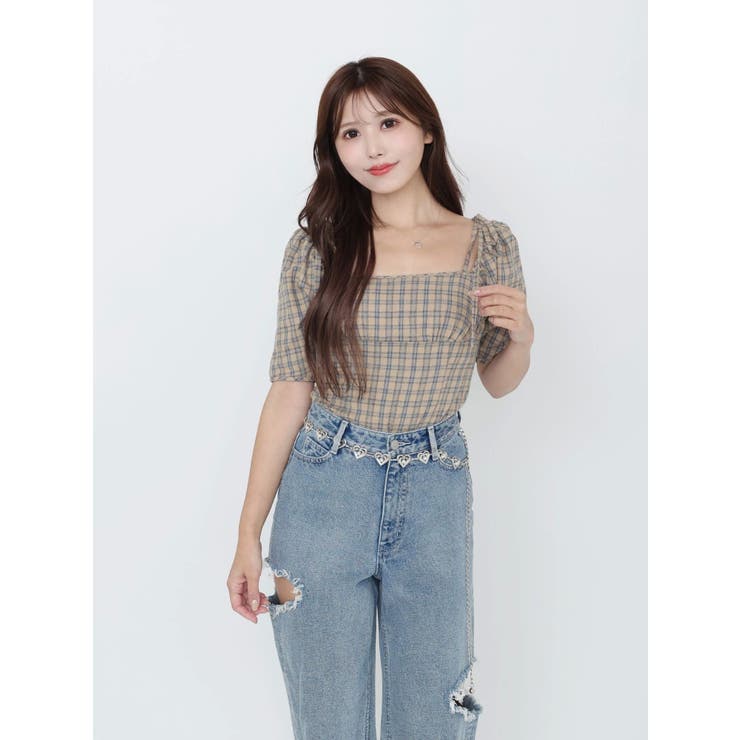 リボンショルダーチェックブラウス | EATME | 詳細画像17 