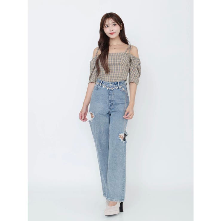 リボンショルダーチェックブラウス | EATME | 詳細画像19 