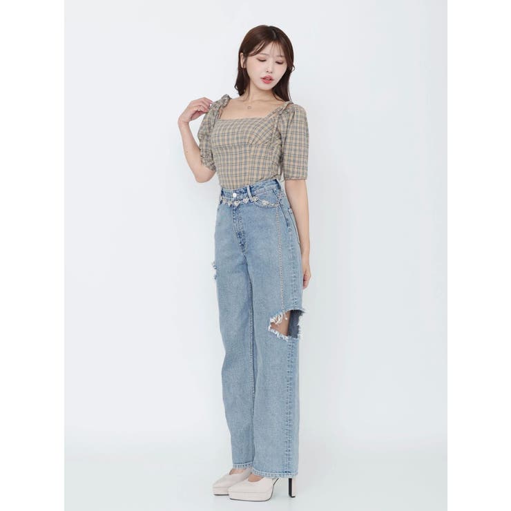 リボンショルダーチェックブラウス | EATME | 詳細画像21 