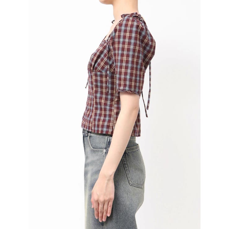 リボンショルダーチェックブラウス | EATME | 詳細画像23 