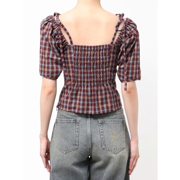 リボンショルダーチェックブラウス | EATME | 詳細画像24 