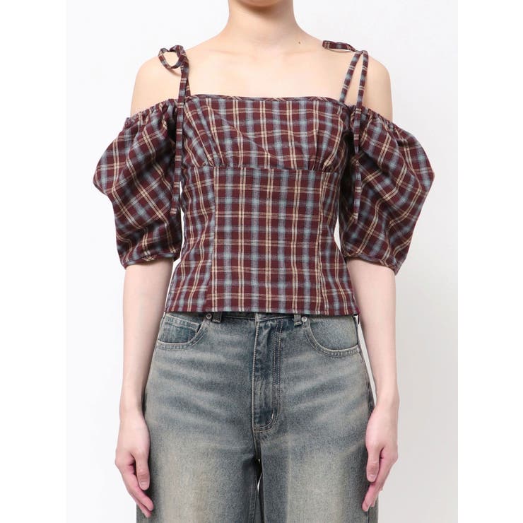 リボンショルダーチェックブラウス | EATME | 詳細画像29 