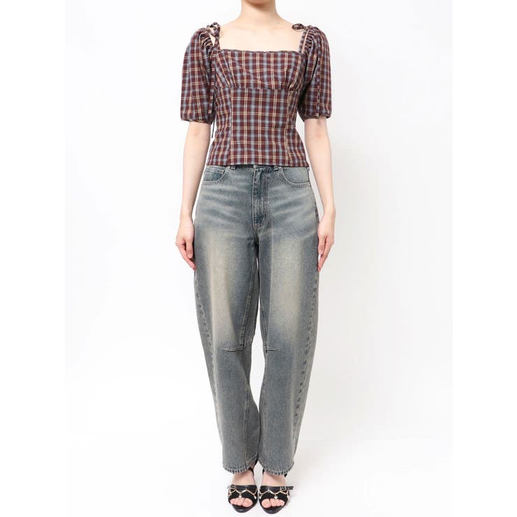 リボンショルダーチェックブラウス | EATME | 詳細画像30 