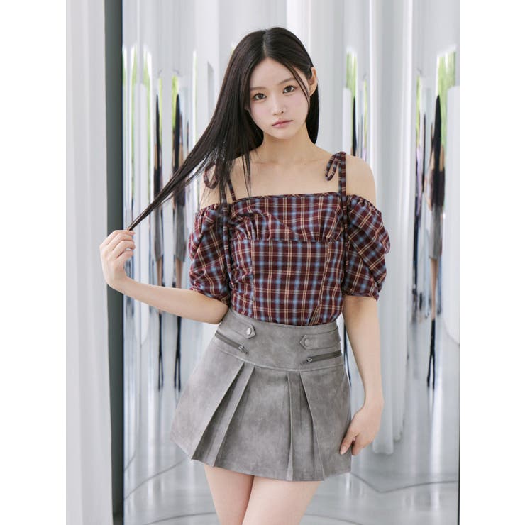 リボンショルダーチェックブラウス | EATME | 詳細画像37 