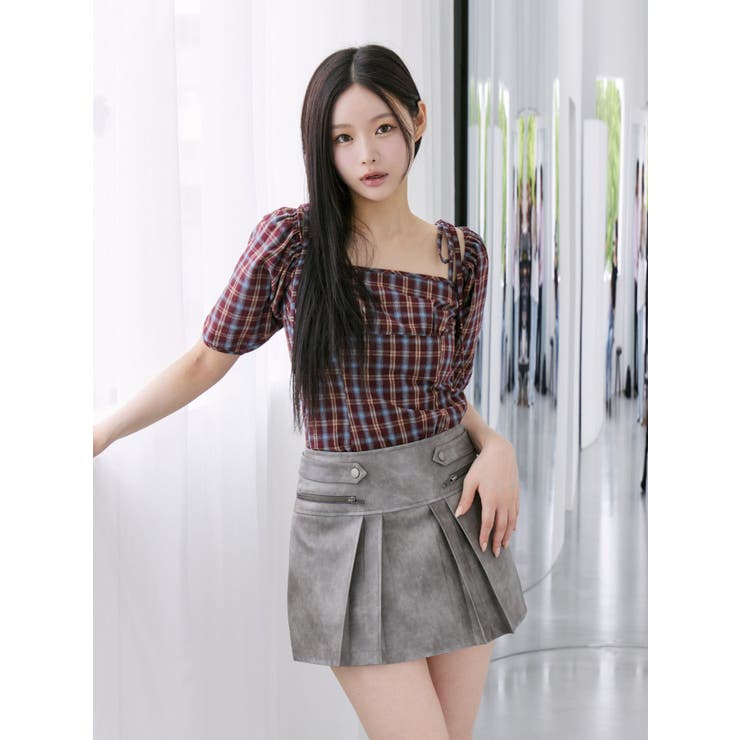 リボンショルダーチェックブラウス | EATME | 詳細画像43 