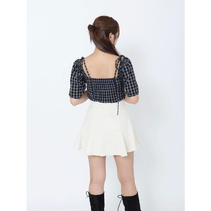 リボンショルダーチェックブラウス | EATME | 詳細画像7 