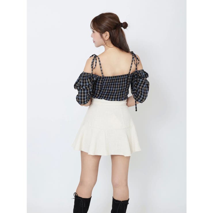 リボンショルダーチェックブラウス | EATME | 詳細画像8 