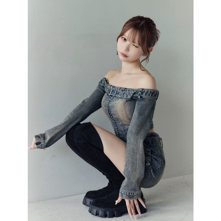 ベルトオフショルデニムTOP | EATME | 詳細画像7 